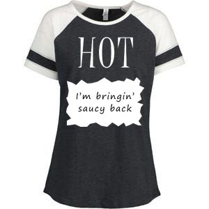 Hot I'm Bringing Saucy Back Enza Ladies Jersey Colorblock Tee