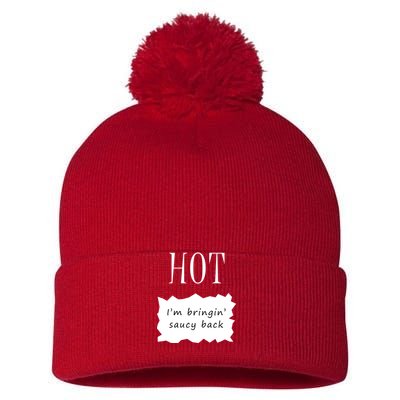 Hot I'm Bringing Saucy Back Pom Pom 12in Knit Beanie