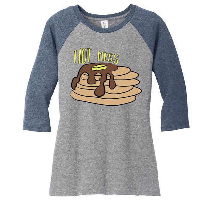 Hot Mess Pancakes Women's Tri-Blend 3/4-Sleeve Raglan Shirt