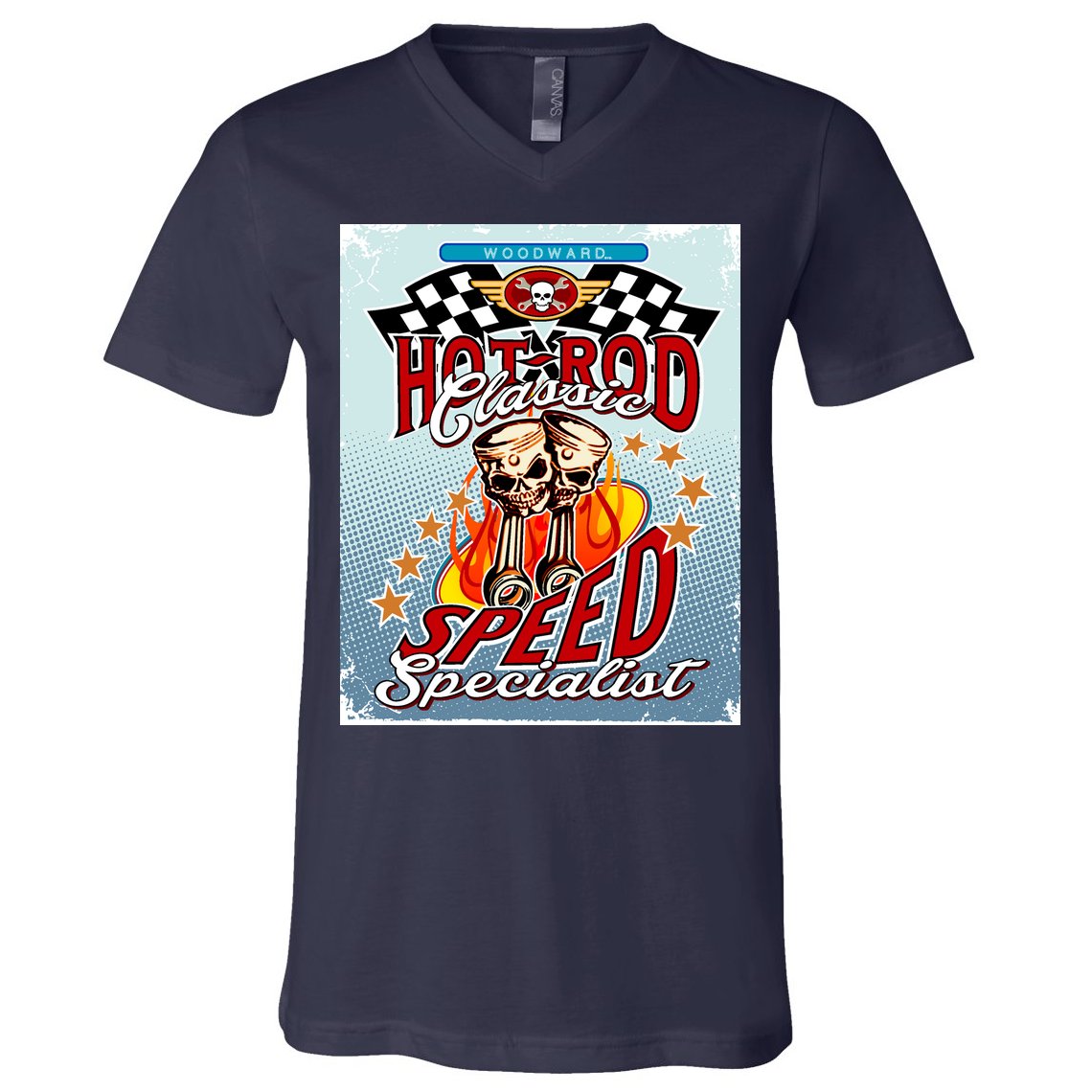 Hot Rod Classic Speed Specialist Woodward Ave V-Neck T-Shirt