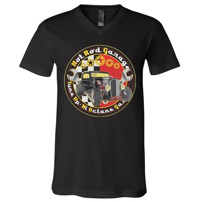 Hot Rod Garage V-Neck T-Shirt