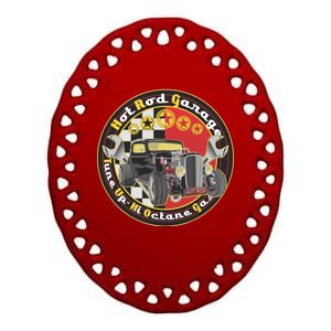 Hot Rod Garage Ceramic Oval Ornament