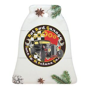 Hot Rod Garage Ceramic Bell Ornament