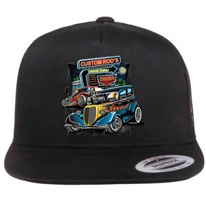 Hot Rods Custom Rod's Drive Thru Diner Flat Bill Trucker Hat