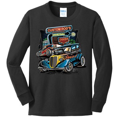 Hot Rods Custom Rod's Drive Thru Diner Kids Long Sleeve Shirt