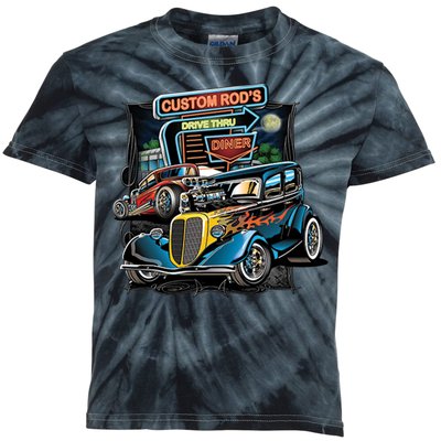 Hot Rods Custom Rod's Drive Thru Diner Kids Tie-Dye T-Shirt