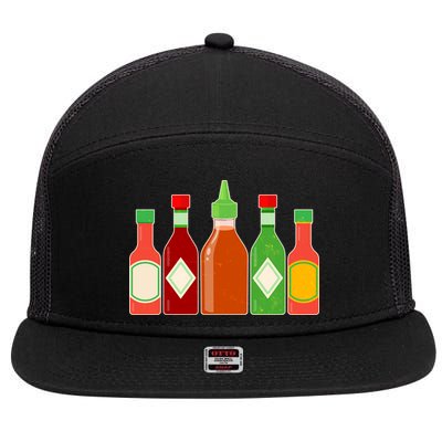 Hot Sauce Bottle Collection 7 Panel Mesh Trucker Snapback Hat