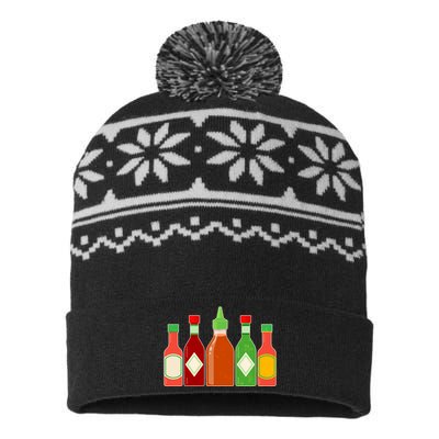 Hot Sauce Bottle Collection USA-Made Snowflake Beanie