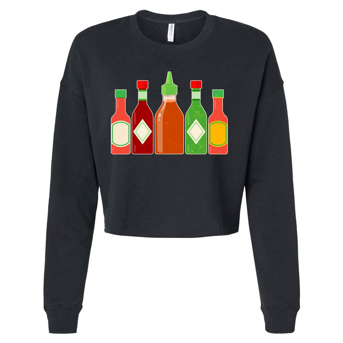 Hot Sauce Bottle Collection Cropped Pullover Crew