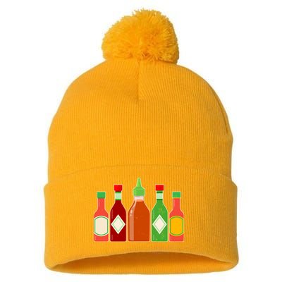 Hot Sauce Bottle Collection Pom Pom 12in Knit Beanie