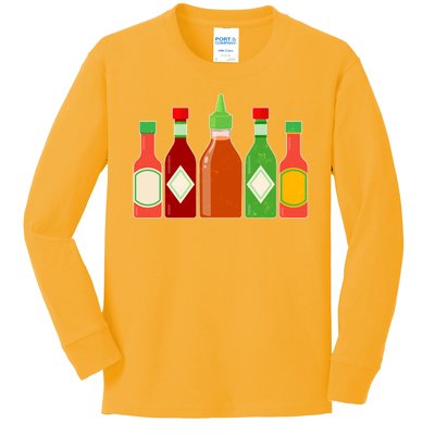 Hot Sauce Bottle Collection Kids Long Sleeve Shirt