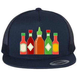 Hot Sauce Bottle Collection Flat Bill Trucker Hat