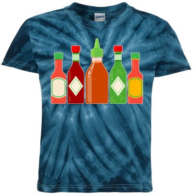 Hot Sauce Bottle Collection Kids Tie-Dye T-Shirt