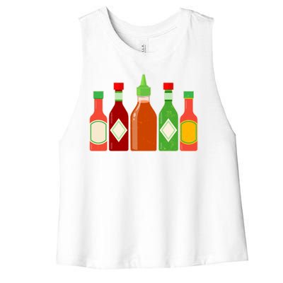 Hot Sauce Bottle Collection Women's Racerback Cropped Tank