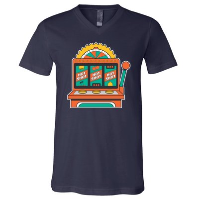 Hot Shot Slot Machine V-Neck T-Shirt