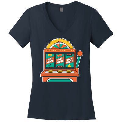 Hot Shot Slot Machine Women's V-Neck T-Shirt