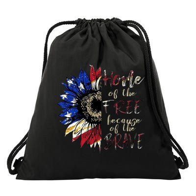 Home Of The Free Because Of The Brave Drawstring Bag
