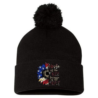 Home Of The Free Because Of The Brave Pom Pom 12in Knit Beanie