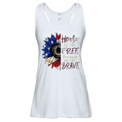 Home Of The Free Because Of The Brave Ladies Essential Flowy Tank