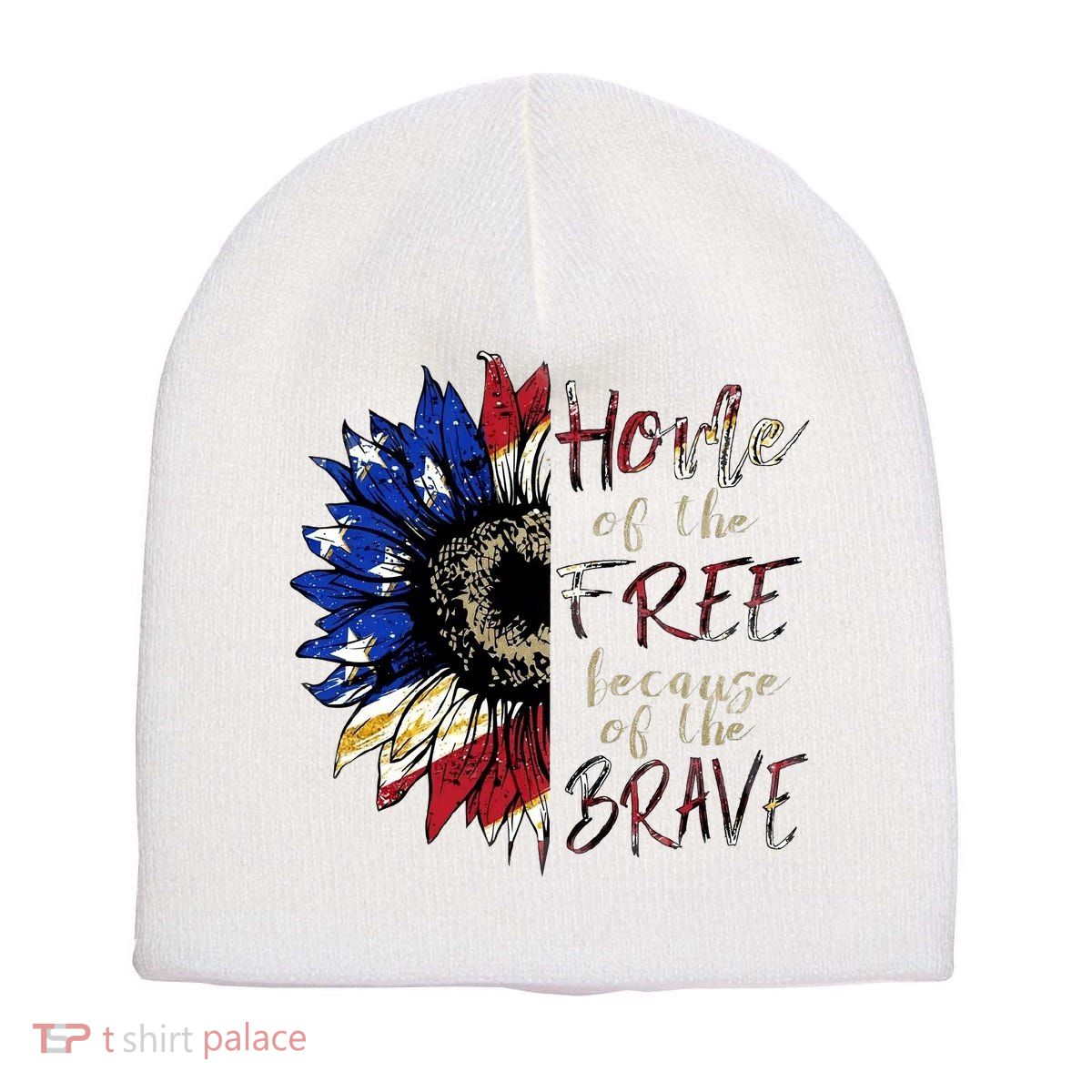 Home Of The Free Because Of The Brave Short Acrylic Beanie