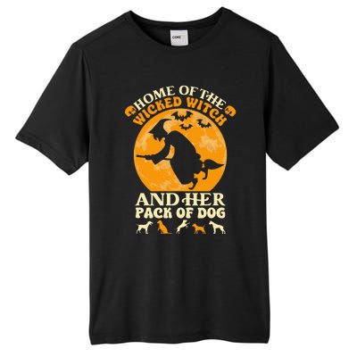 Home Of The Wicked Witch And Her Pack Of Dog Funny Halloween Tall Fusion ChromaSoft Performance T-Shirt