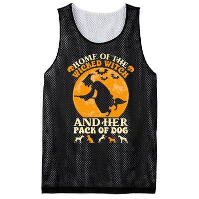 Home Of The Wicked Witch And Her Pack Of Dog Funny Halloween Mesh Reversible Basketball Jersey Tank