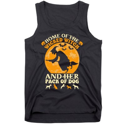 Home Of The Wicked Witch And Her Pack Of Dog Funny Halloween Tank Top