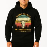 He Owns The Cattle On A Thousand Hills Bull Skull Christian Hoodie