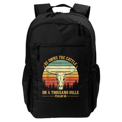 He Owns The Cattle On A Thousand Hills Bull Skull Christian Backpack