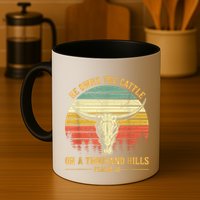 He Owns The Cattle On A Thousand Hills Bull Skull Christian Mug
