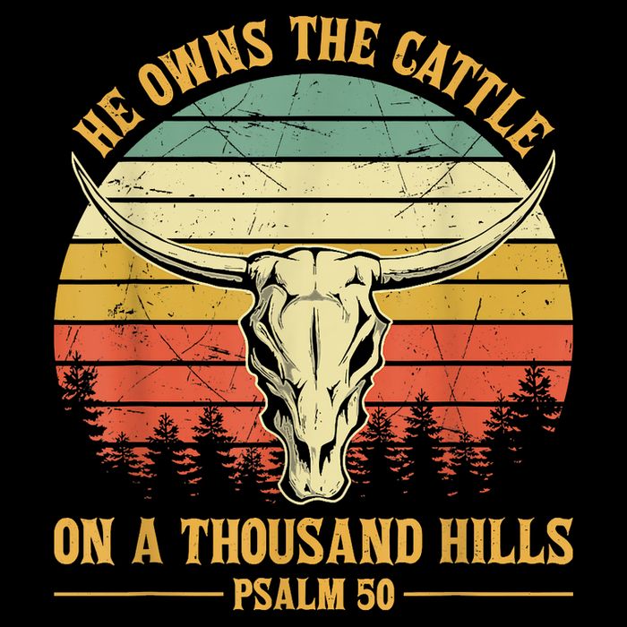 He Owns The Cattle On A Thousand Hills Bull Skull Christian Drawstring Bag
