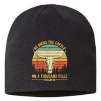 He Owns The Cattle On A Thousand Hills Bull Skull Christian Sustainable Beanie