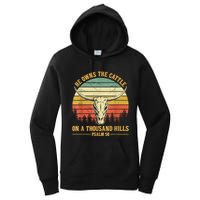 He Owns The Cattle On A Thousand Hills Bull Skull Christian Women's Pullover Hoodie