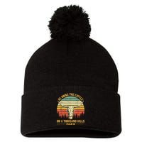 He Owns The Cattle On A Thousand Hills Bull Skull Christian Pom Pom 12in Knit Beanie