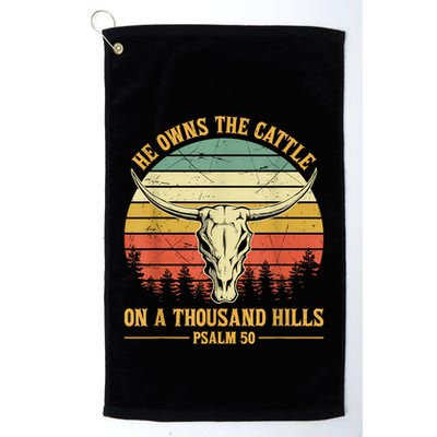 He Owns The Cattle On A Thousand Hills Bull Skull Christian Golf Towel