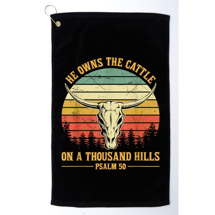 He Owns The Cattle On A Thousand Hills Bull Skull Christian Golf Towel