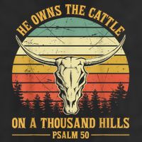 He Owns The Cattle On A Thousand Hills Bull Skull Christian Golf Towel