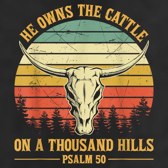 He Owns The Cattle On A Thousand Hills Bull Skull Christian Golf Towel