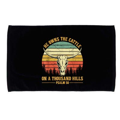He Owns The Cattle On A Thousand Hills Bull Skull Christian Microfiber Hand Towel