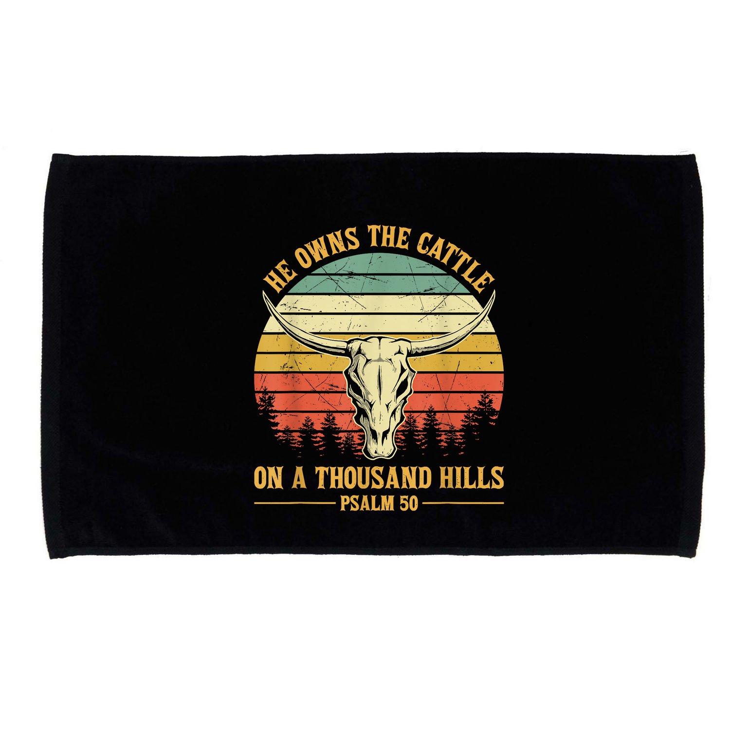 He Owns The Cattle On A Thousand Hills Bull Skull Christian Microfiber Hand Towel