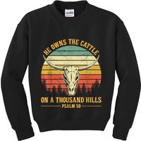 He Owns The Cattle On A Thousand Hills Bull Skull Christian Kids Sweatshirt