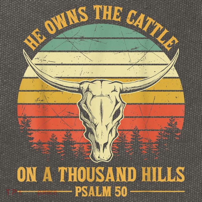 He Owns The Cattle On A Thousand Hills Bull Skull Christian Cotton Canvas Backpack