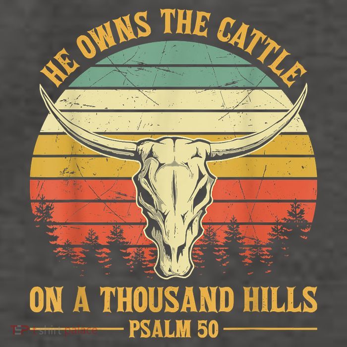 He Owns The Cattle On A Thousand Hills Bull Skull Christian Vector Backpack