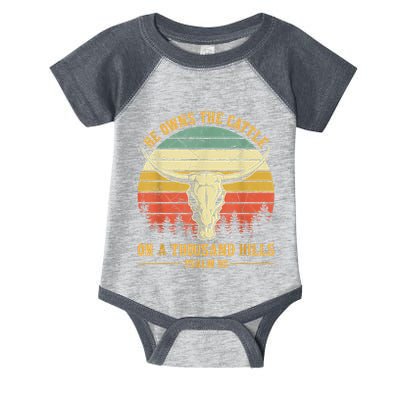 He Owns The Cattle On A Thousand Hills Bull Skull Christian Infant Baby Jersey Bodysuit