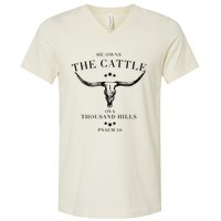 He Owns The Cattle On A Thousand Hills V-Neck T-Shirt