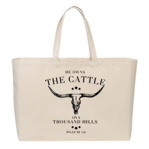 He Owns The Cattle On A Thousand Hills Cotton Canvas Jumbo Tote