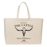 He Owns The Cattle On A Thousand Hills Cotton Canvas Jumbo Tote