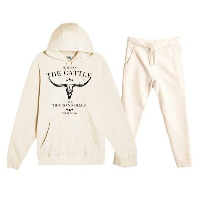 He Owns The Cattle On A Thousand Hills Premium Hooded Sweatsuit Set