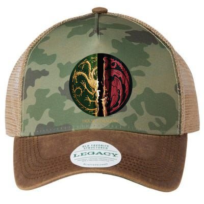 H.O.U.S.E Of The Dragon Green Vs Black H.O.U.S.E Targaryen Emblem Legacy Tie Dye Trucker Hat