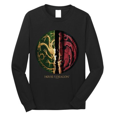 H.O.U.S.E Of The Dragon Green Vs Black H.O.U.S.E Targaryen Emblem Long Sleeve Shirt